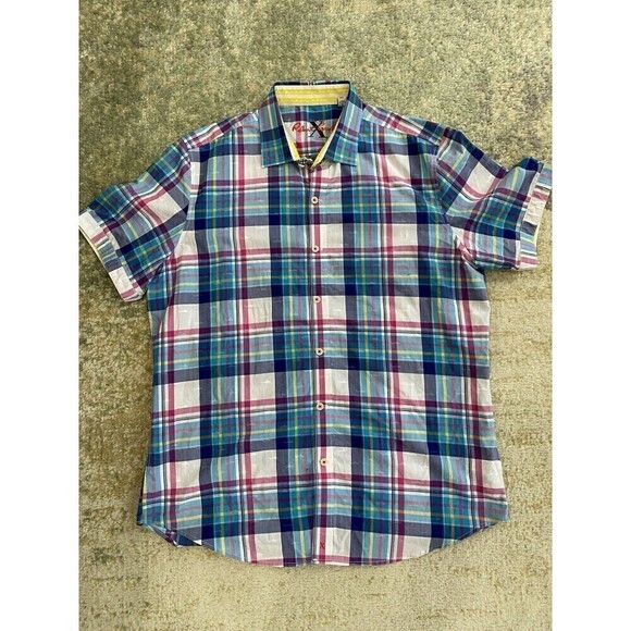 Robert Graham SET (2) Sharks & All Over Print Blue Long Sleeve Flip Cuff Mens L - Picture 2 of 16